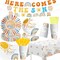 24 Guests-Here Comes The Son Baby Shower Decorations, Sun Party Supplies (Yellow, Orange)